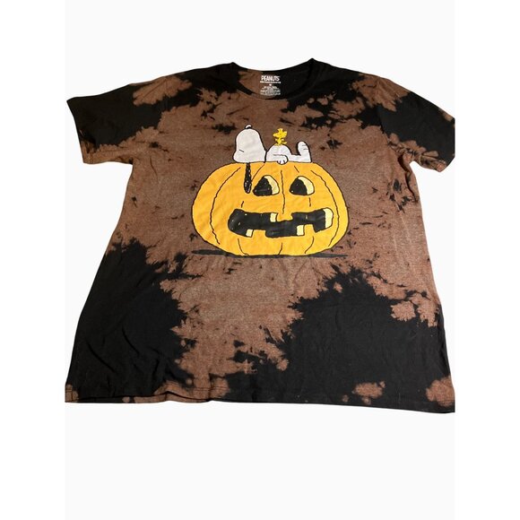 Peanuts Halloween Snoopy Woodstock Pumpkin Bleached T-Shirt M - Picture 3 of 7